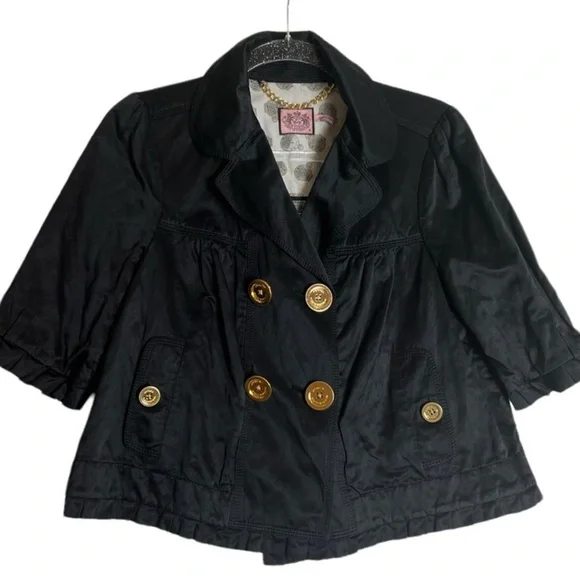 Vintage JUICY COUTURE black Double-Breasted Jacket with Gold Buttons - Picture 3 of 4